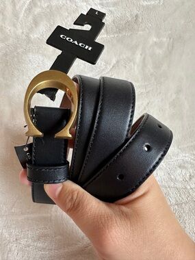 NWT! Rare! Coach F83960 Women's Signature C Buckle Belt 25MM Black/Brown Size L